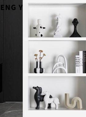 现代抽象小众酒柜装饰品摆件客厅电视柜摆设办公室玄关工艺品