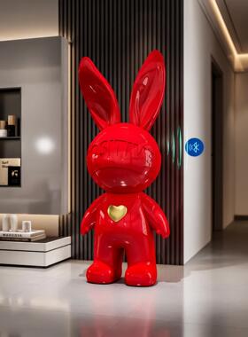 客厅摆件大型落地兔子公仔存钱罐电视柜装饰品乔迁新居礼物高级感