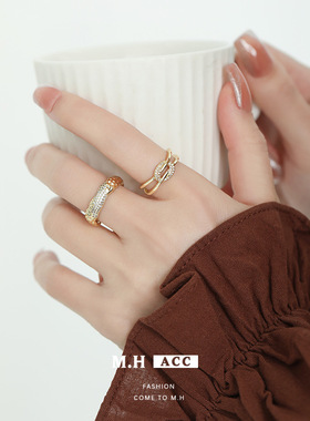 鱼头星星时尚百搭设计几何交叉食指戒圆环戒指女生礼物饰品正品潮