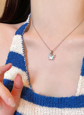 鱼头星星精致气质礼物锁骨链甜美蝴蝶女生甜美吊坠钛钢项链正品潮