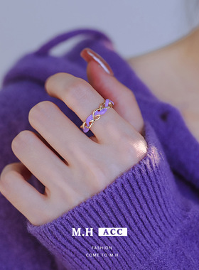 鱼头星星精致食指戒女生紫色简约滴油戒指时尚百搭官方正品饰品潮