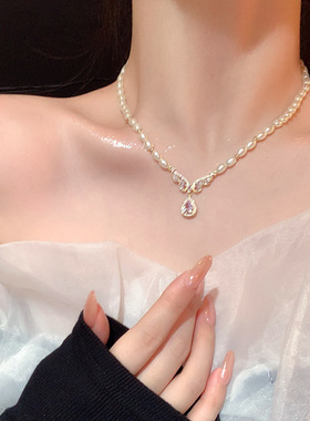 鱼头星星气质感翅膀吊坠微镶锆石小众设计感珍珠项链女生轻奢礼物