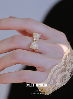 鱼头星星蝴蝶结珍珠戒指食指温柔仙女风法式轻奢百搭官方正品潮流