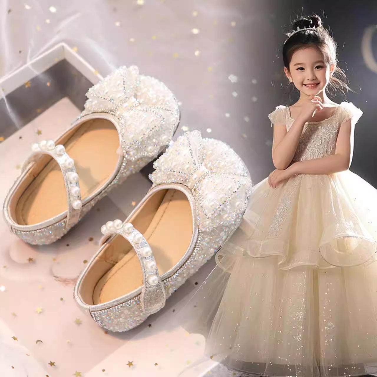 儿童公主鞋2025春秋新款女童水晶鞋小女孩表演鞋女宝宝软底小皮鞋,淘宝优惠券,粉丝福利购,淘宝优惠卷