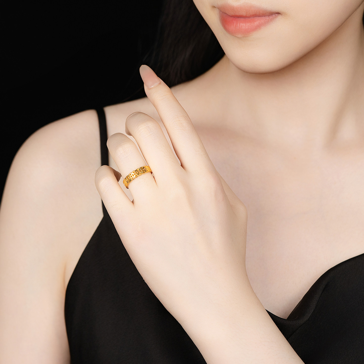 Tianmei Jewelry Pure Gold 999 Copper Coin Ratio Ring