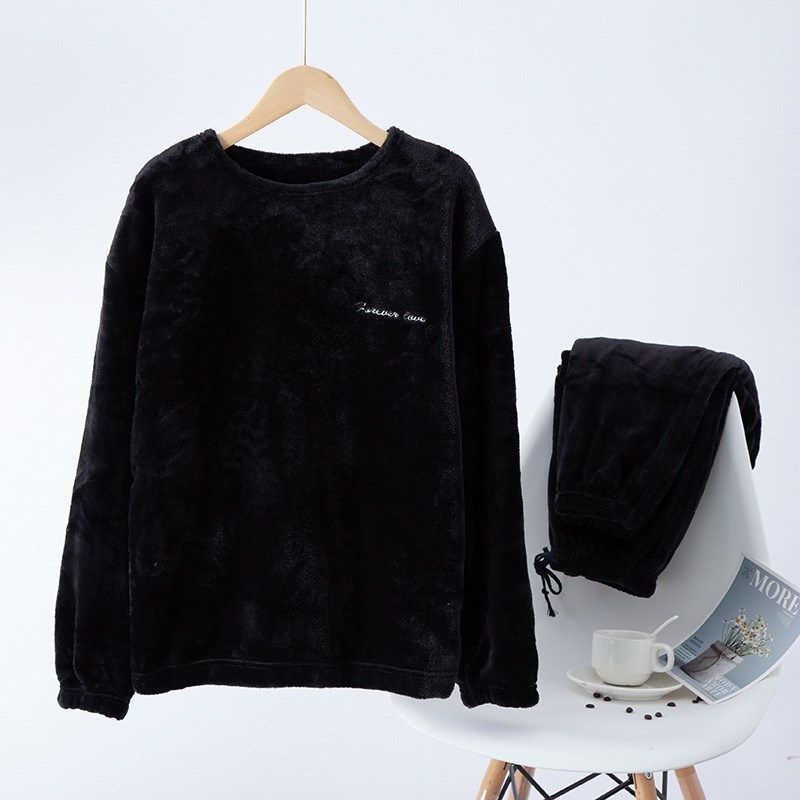 睡衣男冬季珊瑚绒加厚加绒保暖家居服套装纯色法兰绒套头男士秋冬,淘宝优惠券,粉丝福利购,淘宝优惠卷