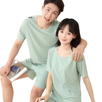 新氧乐动冰丝家居服套装情侣