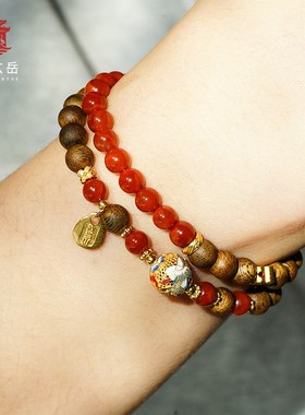 武当山直发武当玄岳 乘云直上双圈沉香南红手串