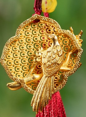 朱炳仁铜喜上眉梢小挂件钥匙扣书包配饰钥匙链喜鹊饰品生日礼物