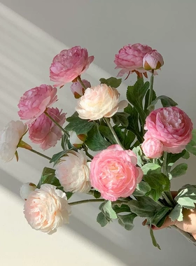 客厅仿真花露莲样板房北欧现代