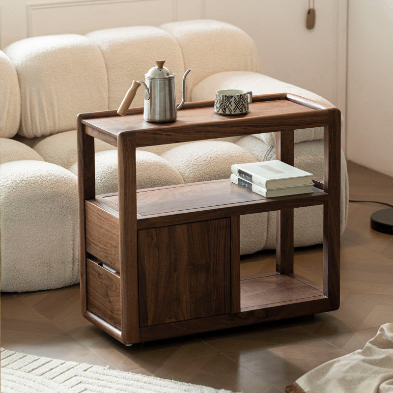 北美全实木沙发边几现代边柜侧边柜带抽屉,淘宝优惠券,粉丝福利购,淘宝优惠卷