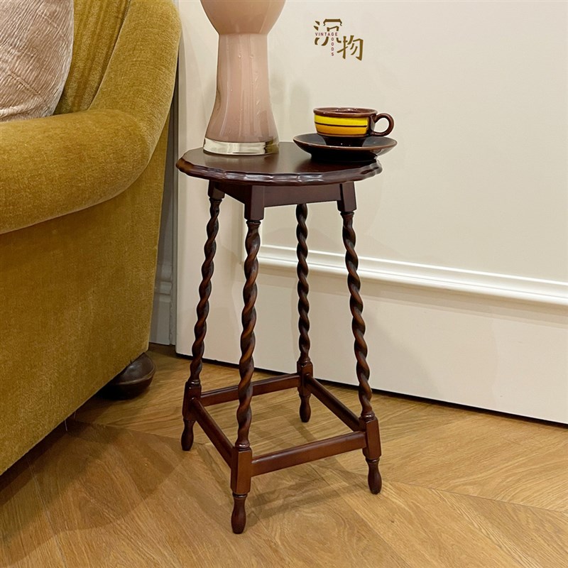 Small side table with flower legs Shenwu Home Western Medieval Antique Retro Reproduction French Wooden Flower Stand Flower Side Table