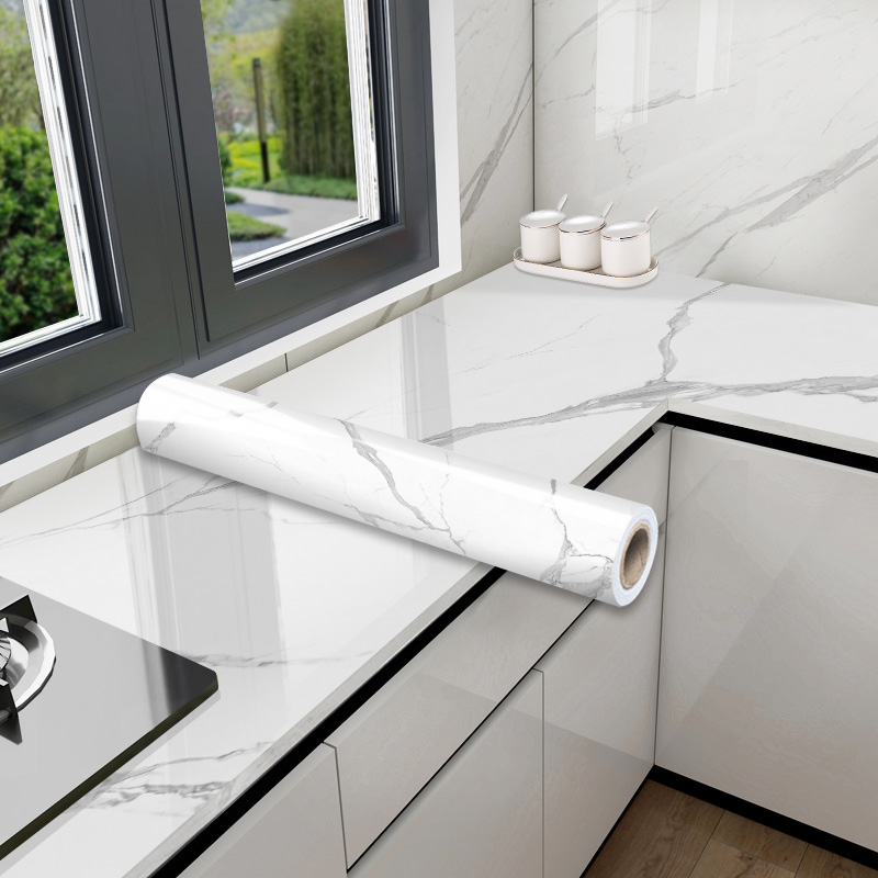 加厚桌面贴纸灶台自粘防水防油大理石台面书桌餐桌子茶几家俱翻新 - 图0
