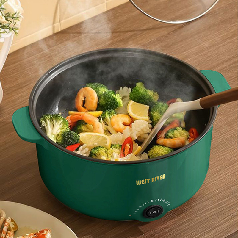 新款电煮锅多功能家用大容量电炒锅蒸煮一体学生宿舍不粘电热火锅 - 图0