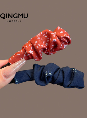 韩系简约褶皱香蕉夹竖夹女小众发夹发卡可爱后脑勺发饰高马尾头饰