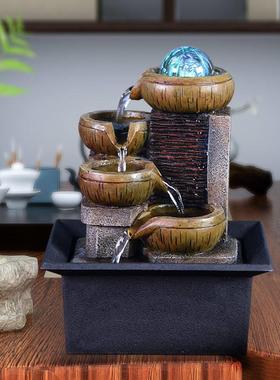 小型流水喷泉客厅招财风水轮桌面循环水装饰办公室生财风水球摆件