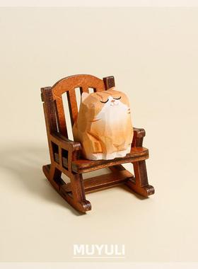 摇动木雕猫咪摆件情侣款办公桌饰品桌面卧室装饰可爱治愈生日礼物
