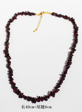 青岛出口天然紫牙乌石榴石串珠项链紫色碎石双层手链耳环耳饰套装