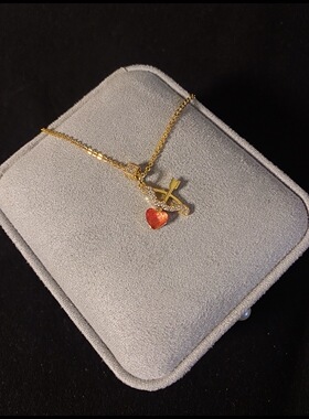 丘比特之箭情人节礼物项链女款镀18K金吊坠毛衣链送礼物