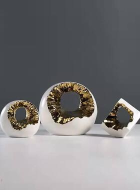 现代轻奢简约几何陶瓷创意摆件样板间客厅台面柜子异形装饰品摆设