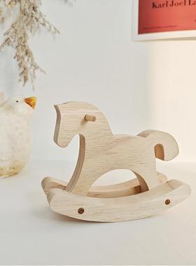 实木小木马桌面摆件创意儿童玩具可爱装饰品摇摇马送礼日常动物