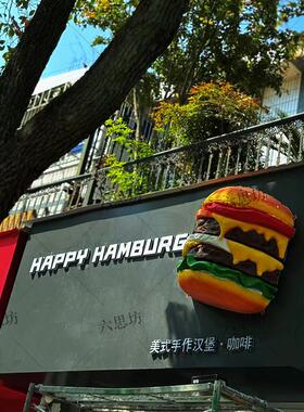 彷真大汉堡模型发光立体雕塑网红汉堡店门口摆件门头装饰招牌灯箱