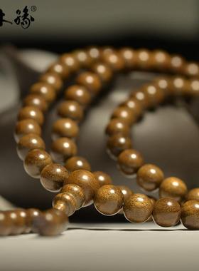 四川金丝楠木108颗阴沉乌木手串文玩念珠佛珠手錬项炼男女