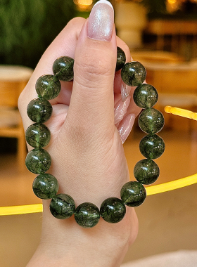 天然绿发晶手链男女款高级感手串