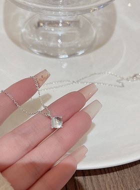 韩系气质简约猫眼石吊坠项链