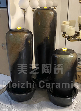 居火焰流水景观罐加湿器涌泉陶罐涌水陶缸储水坛子喷水瓶