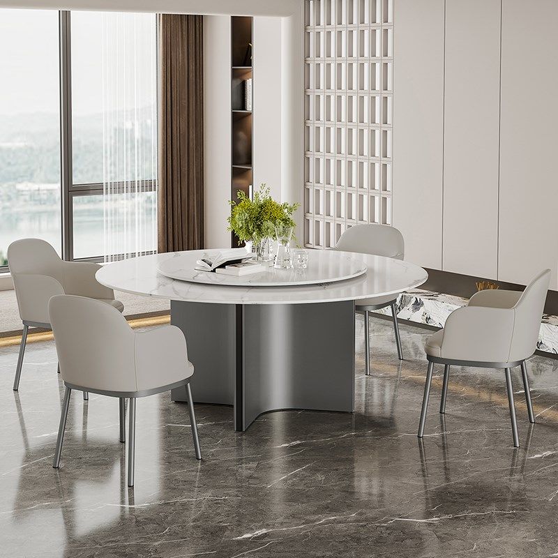 意式极简岩板圆桌带转盘现代餐桌椅圆形小户型家用设计师,淘宝优惠券,粉丝福利购,淘宝优惠卷