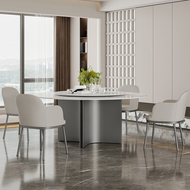 意式极简岩板圆桌带转盘现代餐桌椅圆形小户型家用设计师,淘宝优惠券,粉丝福利购,淘宝优惠卷