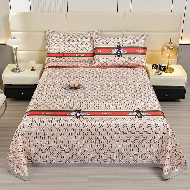 Summer ice silk mat three-piece set washable folding household soft mat single and double air conditioning sheet mat 2024 new model