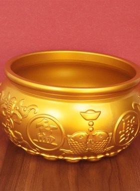 黄铜超大号八福双鱼聚宝盆摆件招财聚财黄铜米缸店铺公司开业礼品