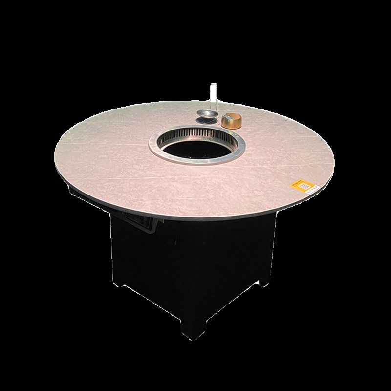 定制无烟净化火锅桌子商用大理石烤肉卡座餐桌电磁炉一体桌椅 - 图3