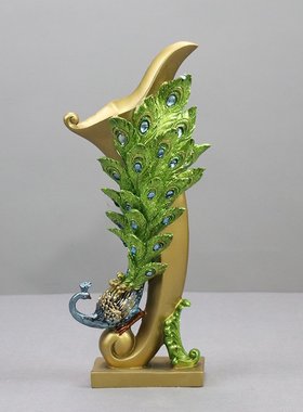 欧式孔雀花瓶摆件酒柜玄关饰品客厅装饰摆设送礼结婚新婚礼物
