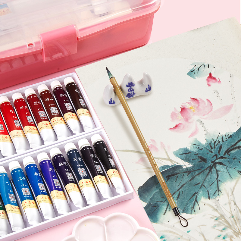 国画颜料初学者装色小学生儿童入门材料毛笔工笔画女生色箱水墨画,淘宝优惠券,粉丝福利购,淘宝优惠卷