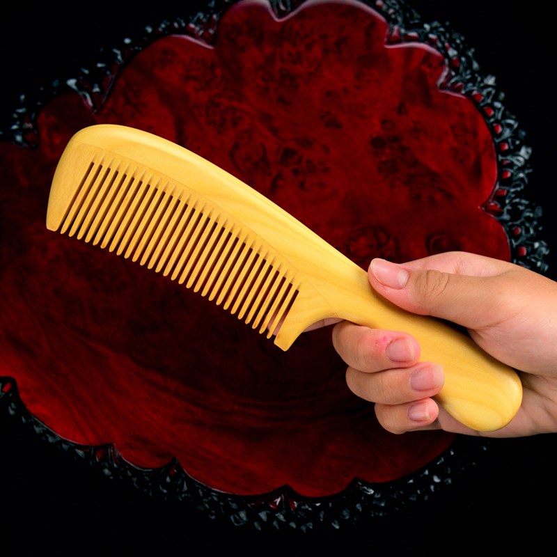 郎府小叶黄杨木梳子修身长柄款细齿梳顺发造型梳礼品梳男女家用梳 - 图2