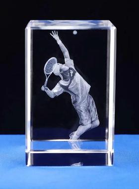 水晶内雕羽毛球蓝球足球体育赛事学校运动会马拉松等赛事奖品摆件