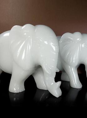 天然阿富汗白玉大象摆件招财客厅玄关吸水象商铺开业家居饰品