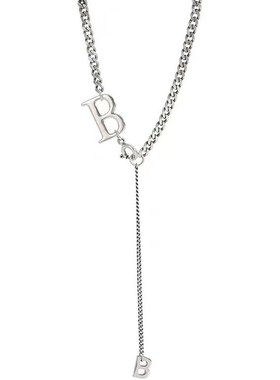 青岛饰品潮欧美字母B系列项链复古怀旧设计黄铜镀金粗链条锁骨链