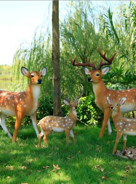 玻璃钢雕塑梅花鹿摆件树脂仿真小鹿动物幼儿园户外花园庭院子装饰