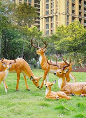 仿真动物花园梅花鹿摆件工艺品摆设庭院客厅办公室家居美陈装饰品