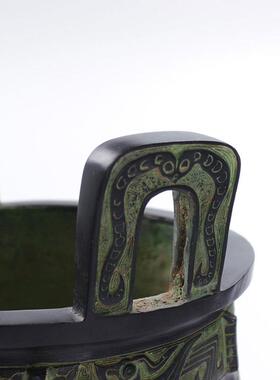 仿古青铜器克鼎兽面纹鼎圆鼎办公室摆件开业客厅装饰三足鼎铜香炉