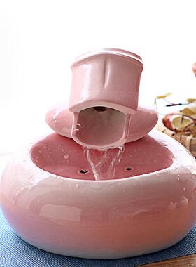 创意客厅小型迷你流水摆件陶瓷循环水办公室桌面加湿器招财装饰品