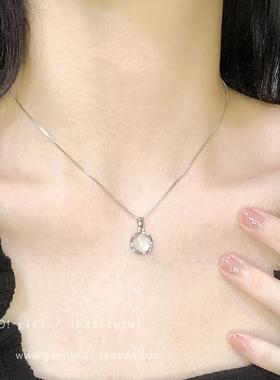 猫眼石圆圈吊坠项炼女轻奢小众简约高级感锁骨炼小众设计百搭配饰