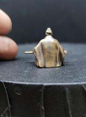 黄铜高山流水伯牙鼓琴古代古筝小人物鱼缸盆景假山微缩造景观摆件