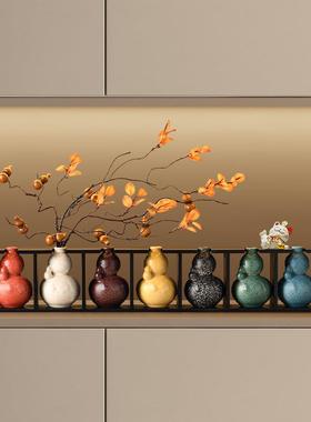 招财福禄葫芦花瓶摆件入户客厅玄关电视柜高档招财猫装饰乔迁礼物