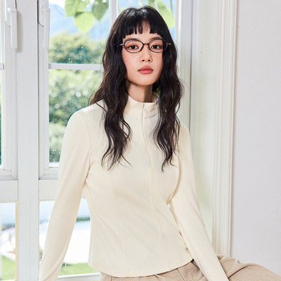 都市丽人半拉链打底衫女2025新款