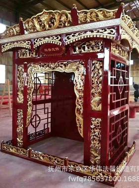 厂家定做实木佛龛、寺院实木贴金佛龛神龛、供应贴真金佛龛